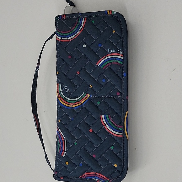Lug Navy Quilted Cosmetic Brush Holder/Wristlet with Rainbow Accents NWOT - Picture 3 of 15